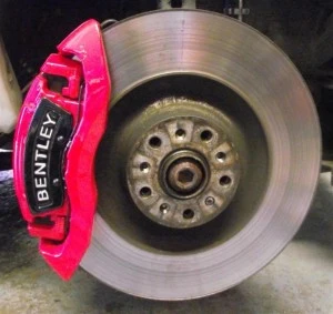 brake caliper modified with custom paint job