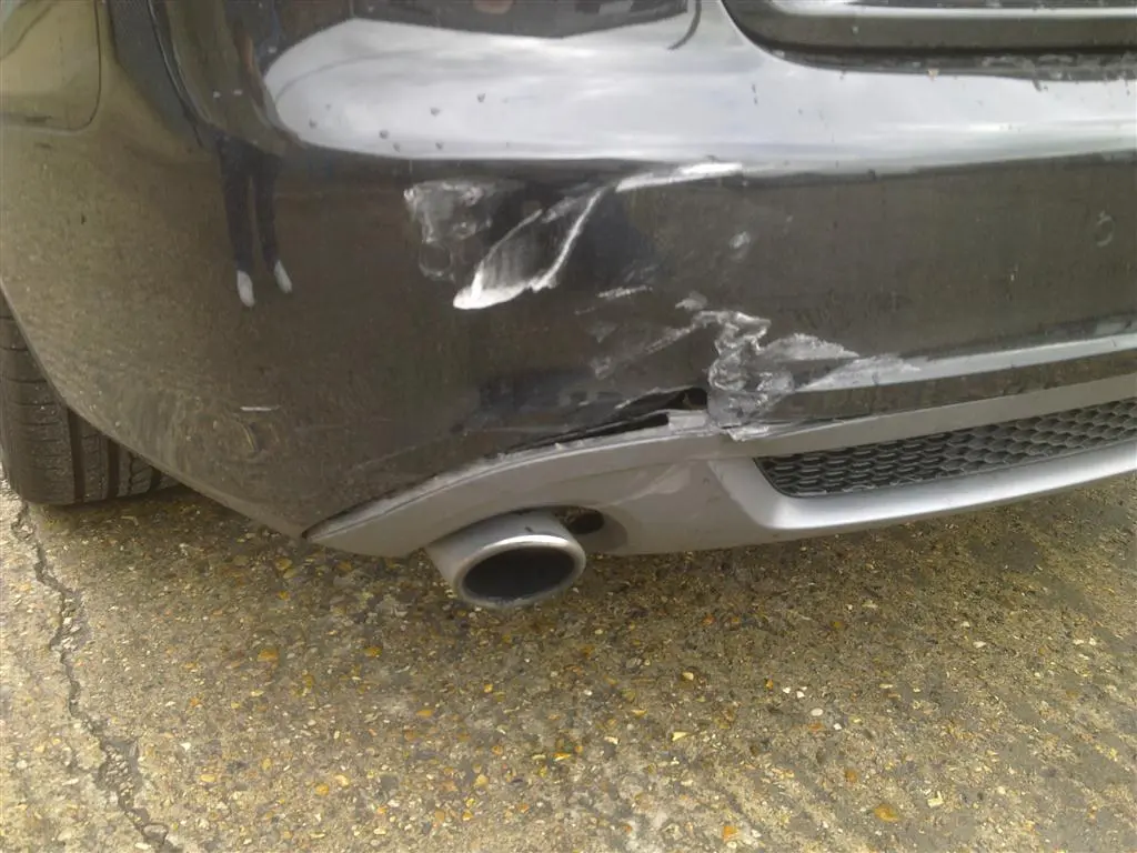 car bumper that has suffered a scratch